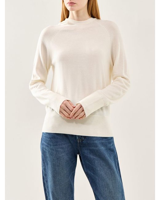 SELECTED White Thea Merino Knit Brushed Hoodie Cream