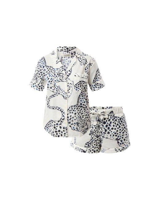 Desmond & Dempsey White Jag Short Sleeve Set