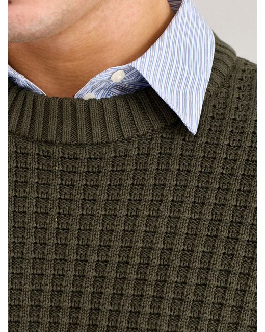 SELECTED Blue Knit Structure Crew Neck for men