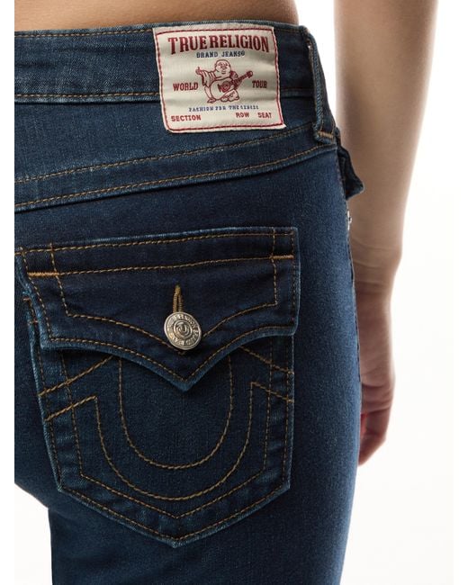True Religion Blue Joey Mid Rise Flare Flap Jeans