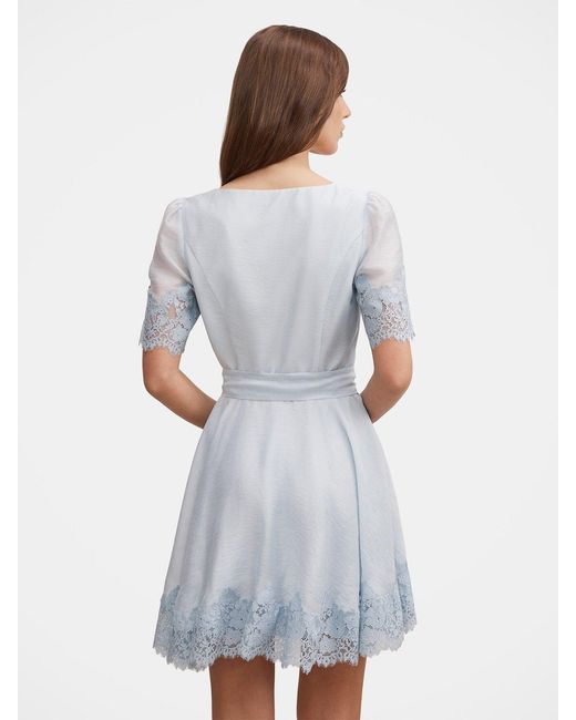 Forever New Blue Alana Lace Trim Mini Dress