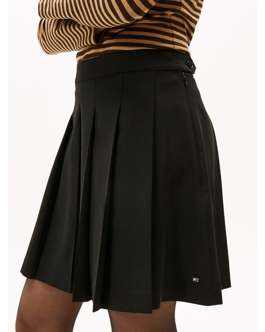 Tommy Hilfiger Black Timeless Blend Pleated Mini Skirt