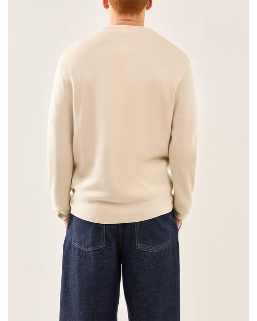 SELECTED Blue Relaxed Crew Neck Sweatshirt Cream for men