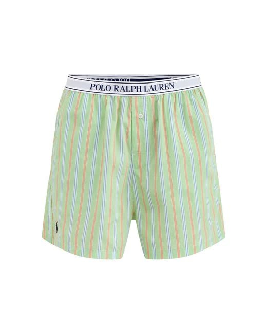 Polo Ralph Lauren Green Shirting Stripes Sleep Boxer