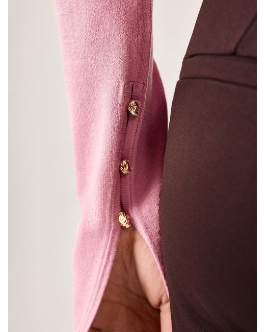 Marella Pink Printed Puff Sleeve Button Front Blouse