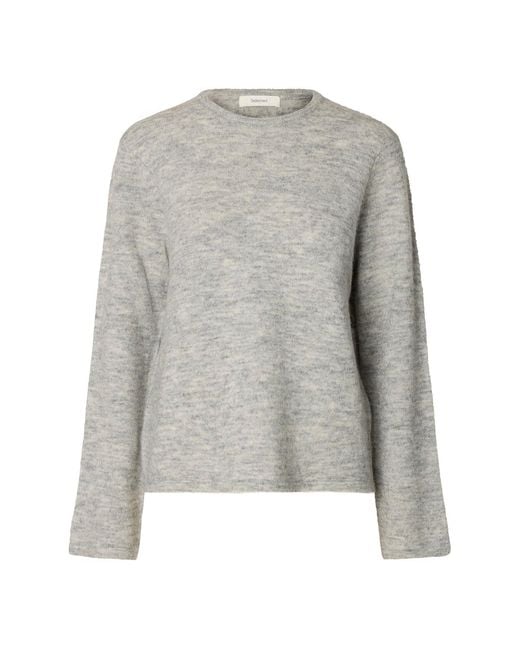 SELECTED Gray Lulu Crew Neck Jumper