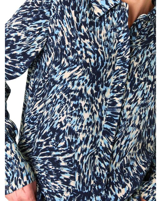 Whistles Blue Women's Leopard Swirl Print Shirt