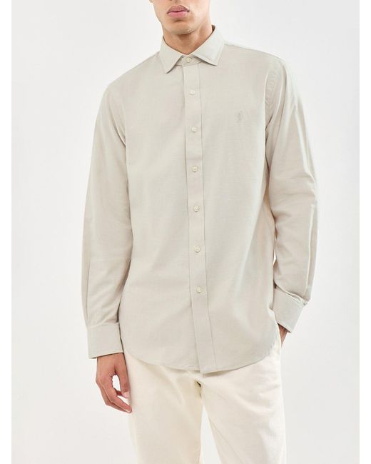 Polo Ralph Lauren White Custom Fit Brushed Shirt for men