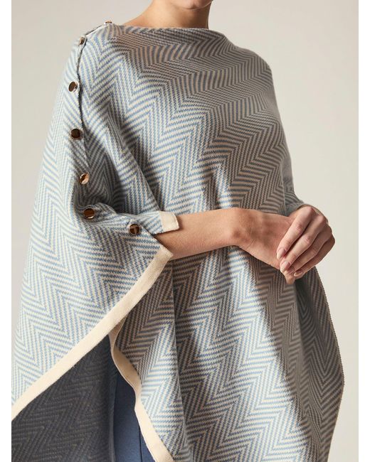 James Lakeland Blue Chevron Button Poncho