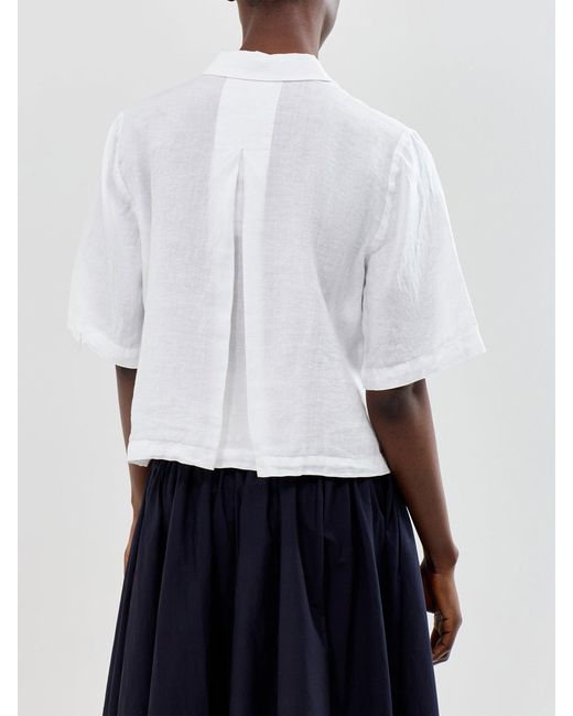 Eileen Fisher White Classic Collar Short Sleeve Shirt