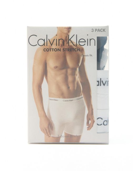 Calvin Klein White Three Pack Boxer Briefs, Cotton for men