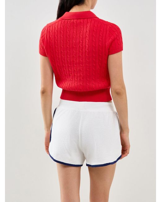 Polo Ralph Lauren Red Cable Knit Short Sleeve Polo