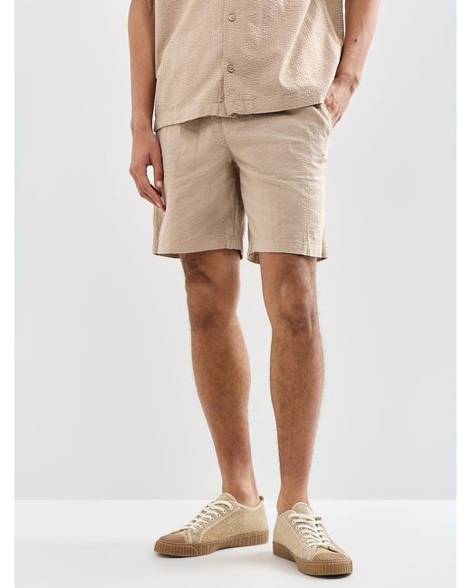 Only & Sons Natural Seersucker Jogger Shorts for men