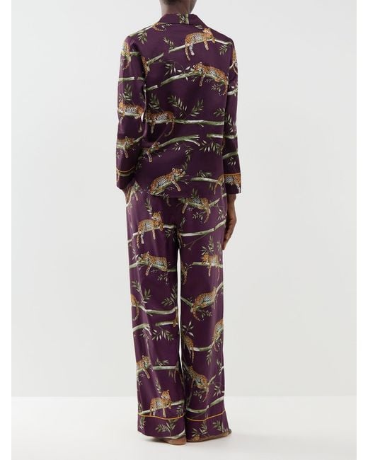 Cyberjammies Purple Leopard Print Wide Leg Pyjama Bottoms