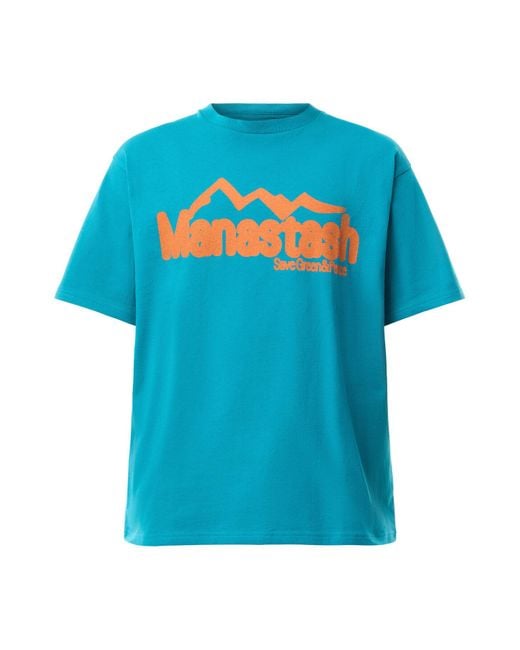 Manastash Blue Men's Citee Polepole Graphic T-shirt for men