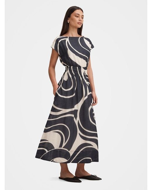 Forever New Blue Callie Elastic Waist Midi Dress