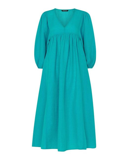Whistles Blue Women's Gloria Linen Blend Dress