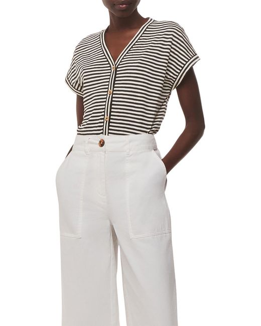 Whistles Black Women's Jilly Stripe Button Top