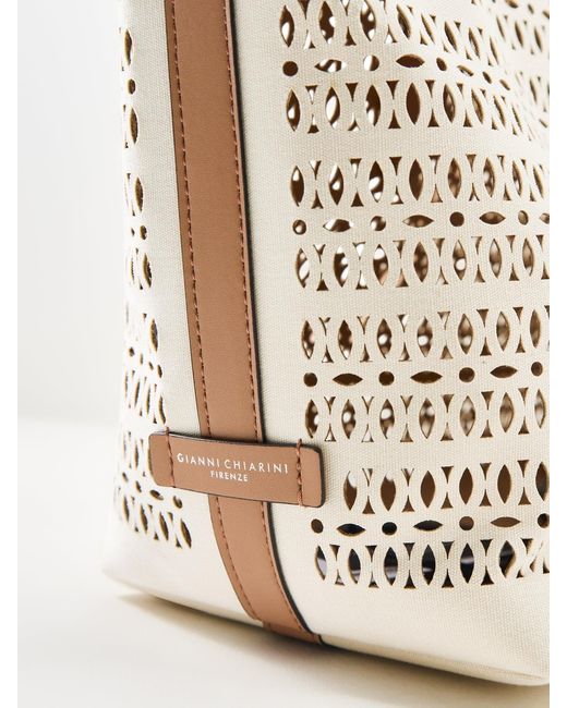 Gianni Chiarini Natural Mashup Laser Cut Tote Bag Cream