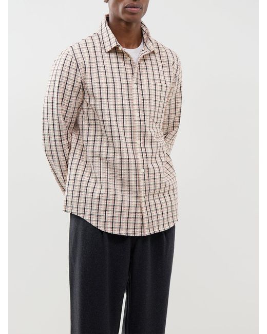 Wax London White Shelly Dobby Check Long-Sleeved Shirt for men