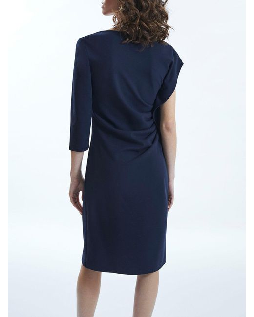 James Lakeland Blue Side Ruched Asymmetrical Dress