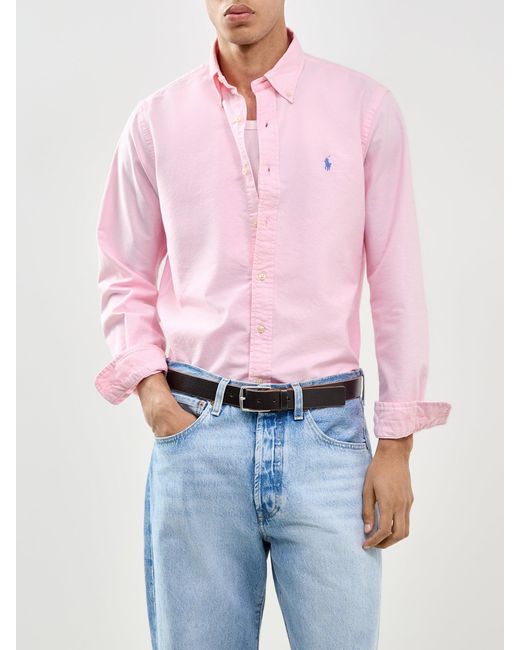 Polo Ralph Lauren Pink Custom Fit Oxford Shirt for men