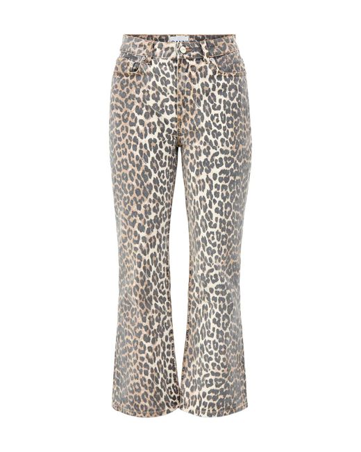 Ganni Gray Print Betzy Cropped Jeans