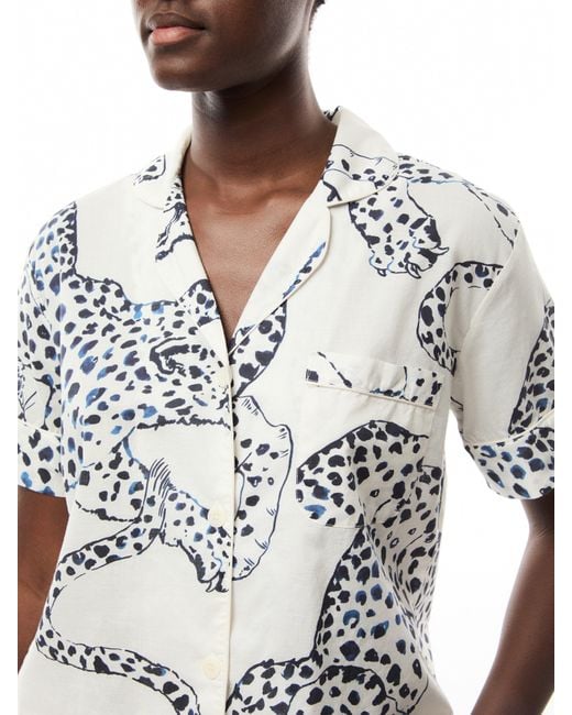 Desmond & Dempsey White Jag Short Sleeve Set