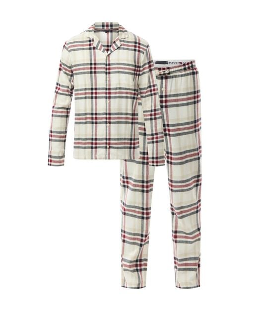 Tommy Hilfiger White Plaid Pajama Set for men