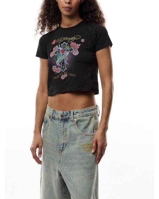 Ed Hardy Gray Love Is True Diamante Baby T-Shirt