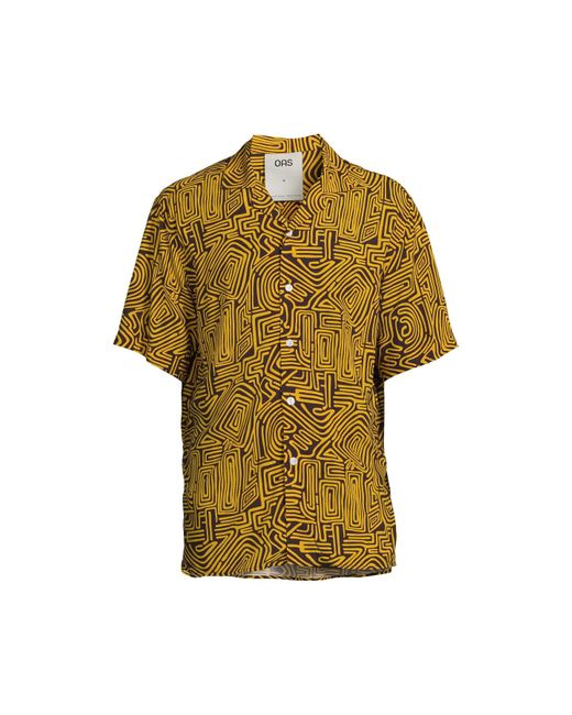 Oas Yellow Men's Tawny Golconda Viscose Shirt for men