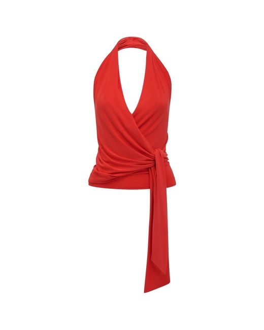 Forever New Red Gianna Wrap Halter Neck Top