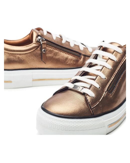 Moda In Pelle White Women's Filician Gold Metallic Leather Trainers