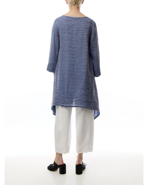 Grizas Blue Silk Crinkle Tunic