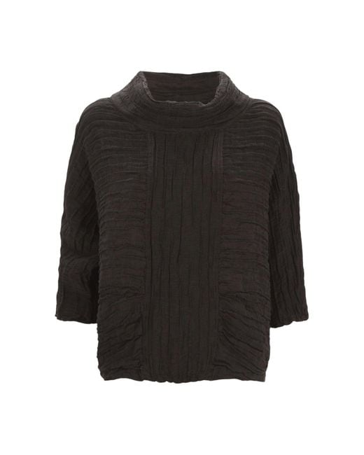 Grizas Black Cowl Neck Crinkle Blouse