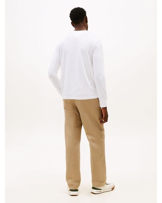 Tommy Hilfiger White Long Sleeve Logo T-Shirt for men