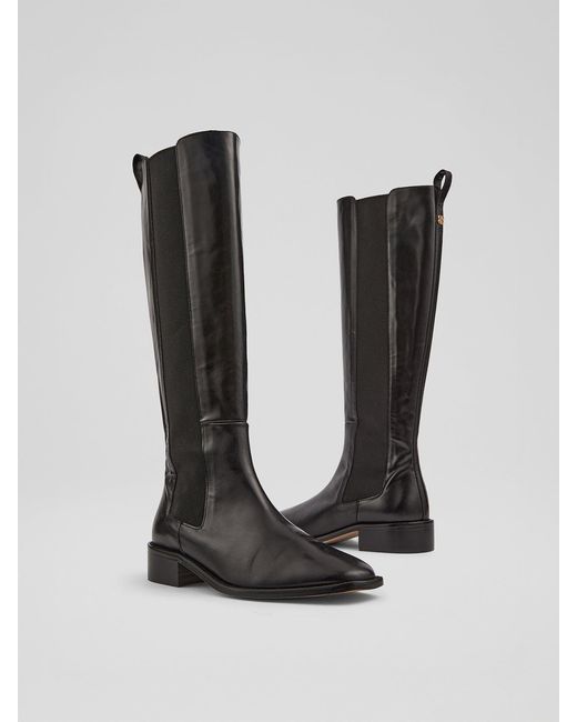 Duke Black Half And Half Stretch Over The Knee Boot Shoes