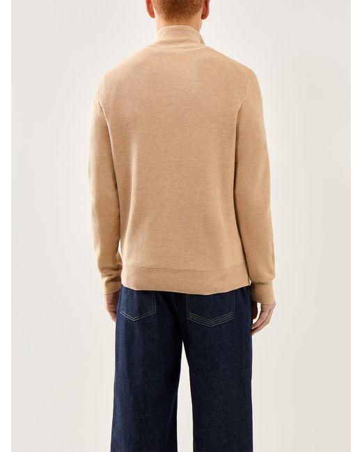 Polo Ralph Lauren Brown Pique Textured 1/4 Zip Knit for men