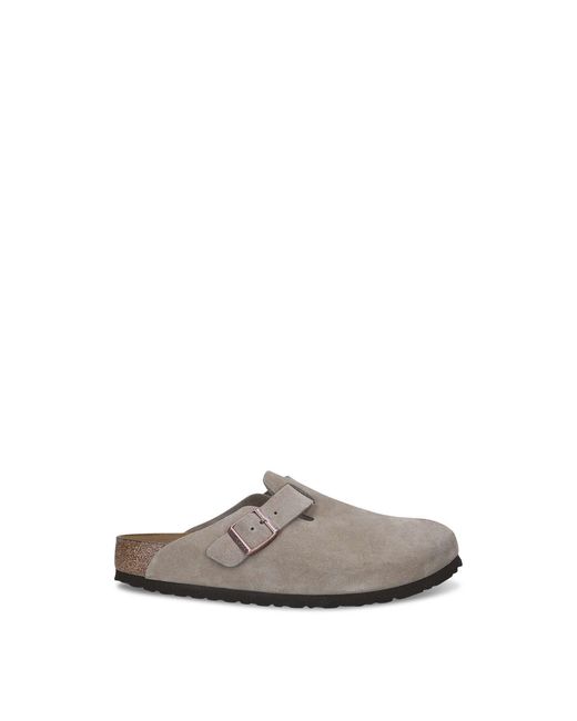 Birkenstock Gray Boston Buckle Suede Clogs Taupe for men