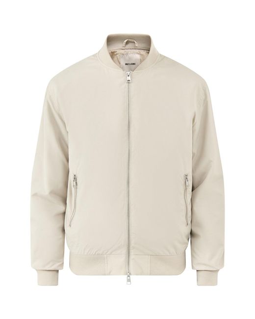 Only & Sons White Lando Bomber Jacket for men
