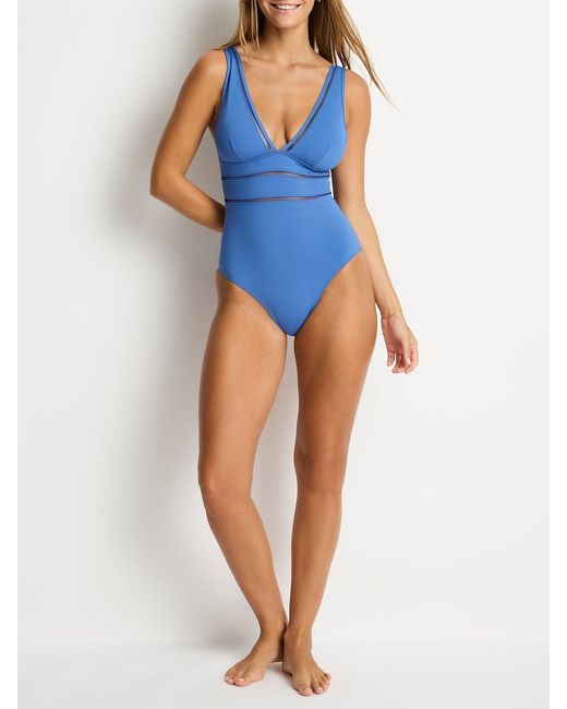 Sea Level Blue Essentials Spliced One Piece Swimsuit