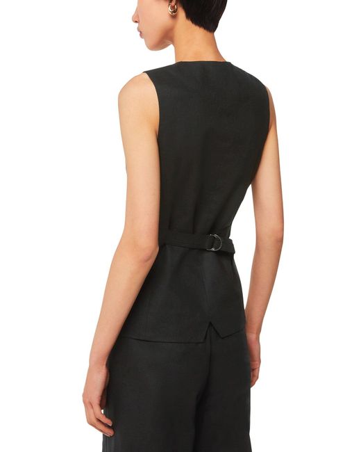 Whistles Black Women's Lindsey Linen Blend Waistcoat
