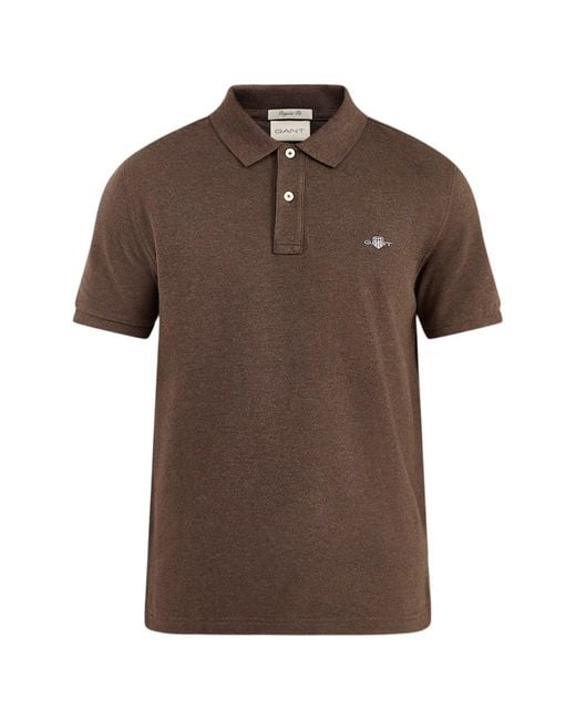 Gant Brown Shield Regenerative Piqué Polo Shirt for men