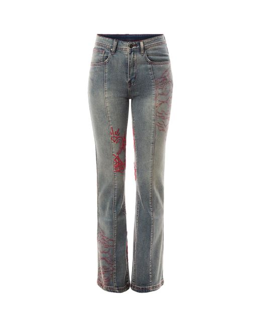 Ed Hardy Gray Rouge Hearts Flared Jeans