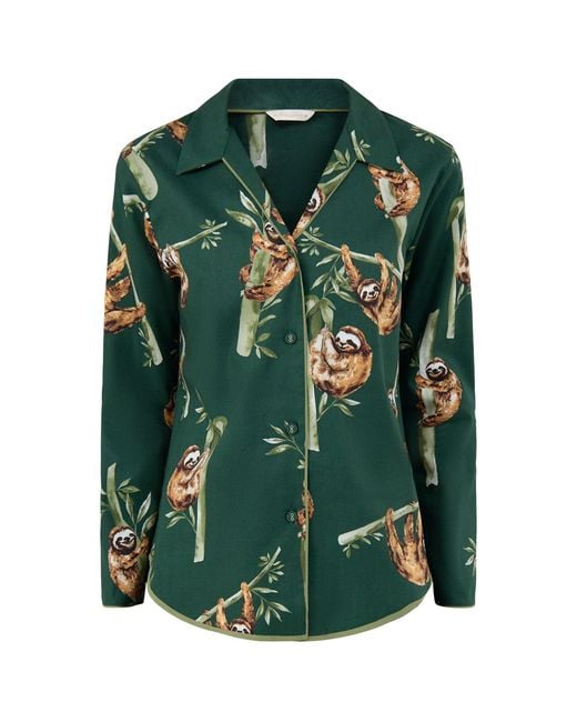 Cyberjammies Green Sloth Print Pyjama Top