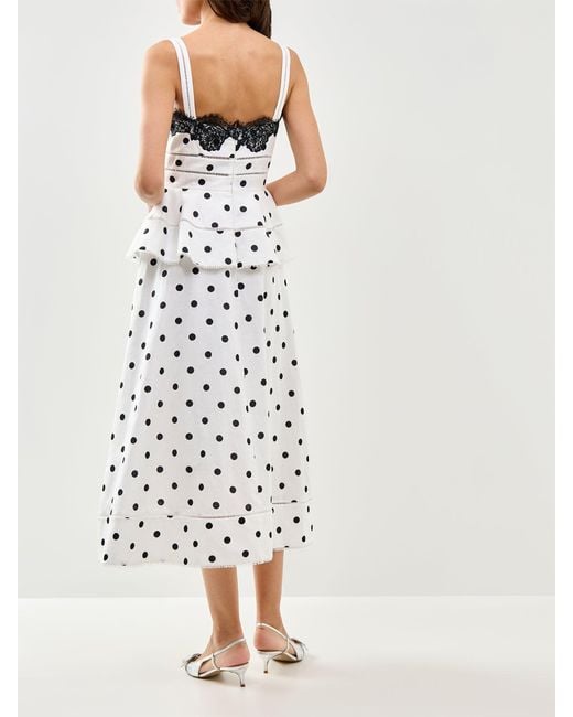 Self-Portrait White Polka Dot Midi Dress