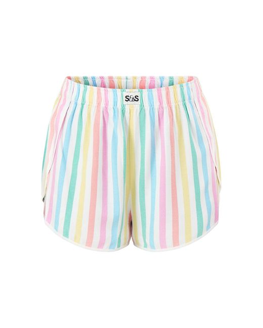 Stripe & Stare White Ecovero Pyjama Shorts Stripe Print