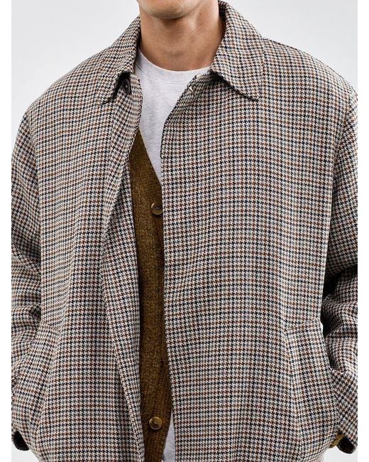 Universal Works Gray Lester Dogtooth Stan Coat for men