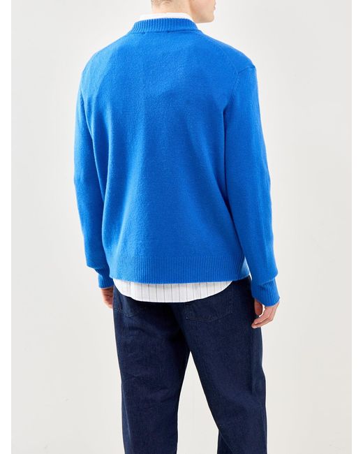 SELECTED Blue Relaxed Knit Jumper for men