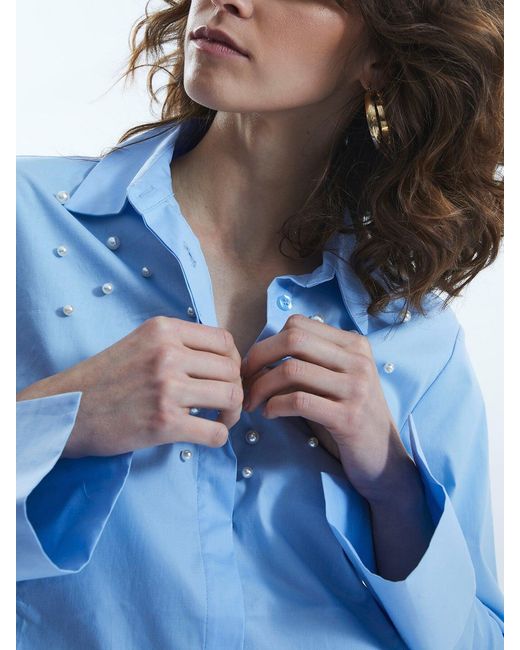 James Lakeland Blue Pearl Detail Shirt